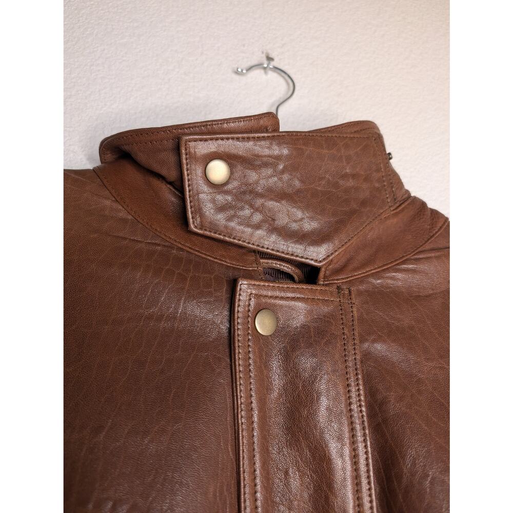 VTG Orvis Men's Genuine Leather Jacket Moto Biker Heavy XL - Picture 3 of 9